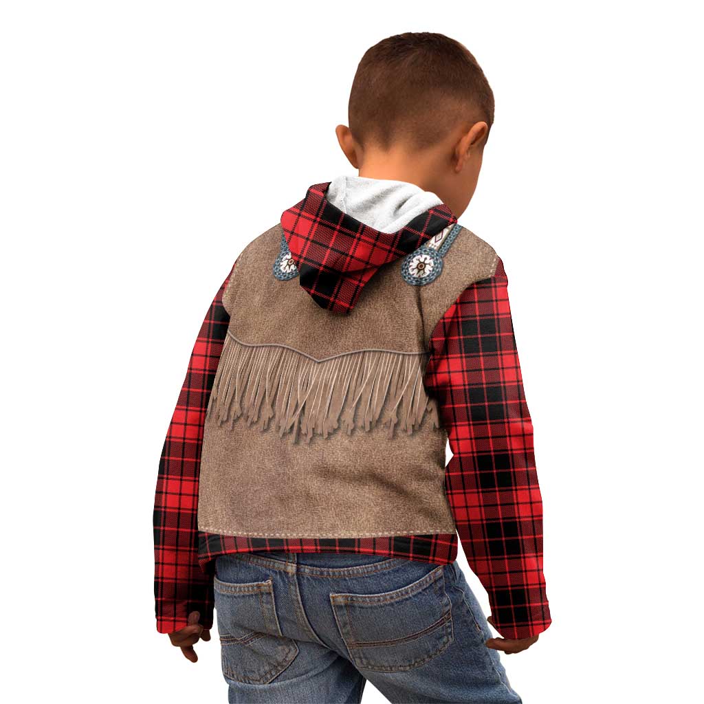 Retro Black Red Plaid Kid Hoodie Western Cowboy Vest Costume - Wonder Print Shop