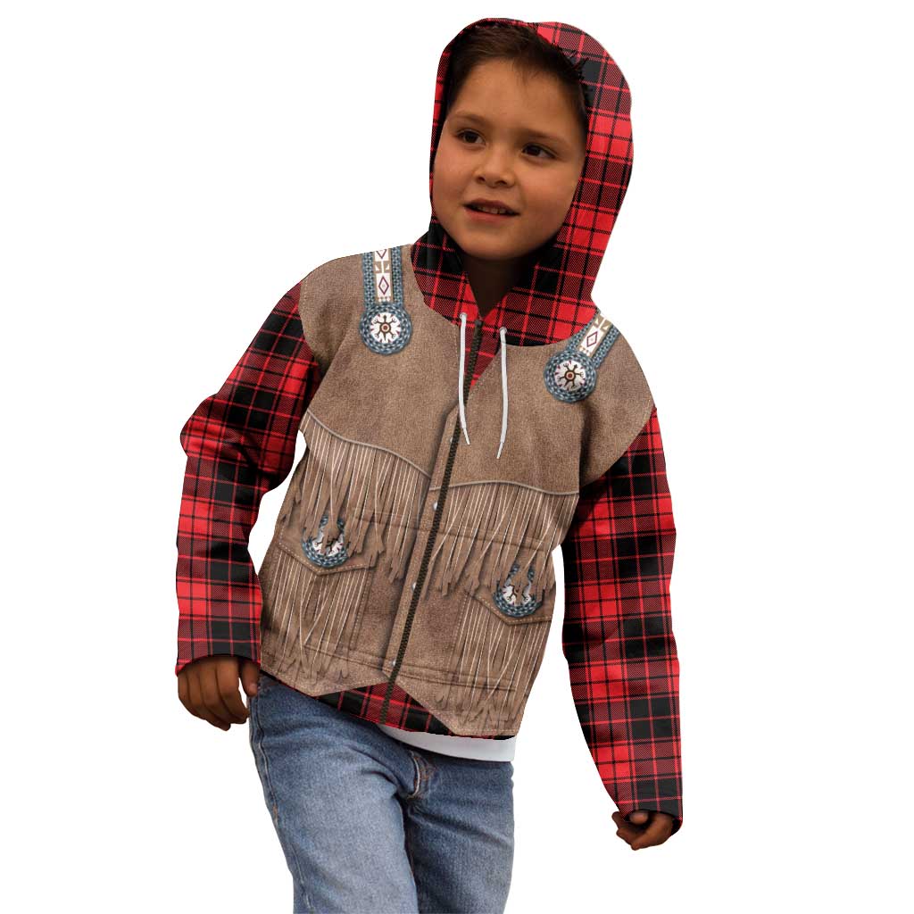 Retro Black Red Plaid Kid Hoodie Western Cowboy Vest Costume - Wonder Print Shop