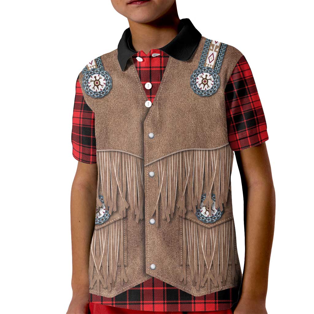 Retro Black Red Plaid Kid Polo Shirt Western Cowboy Vest Costume - Wonder Print Shop