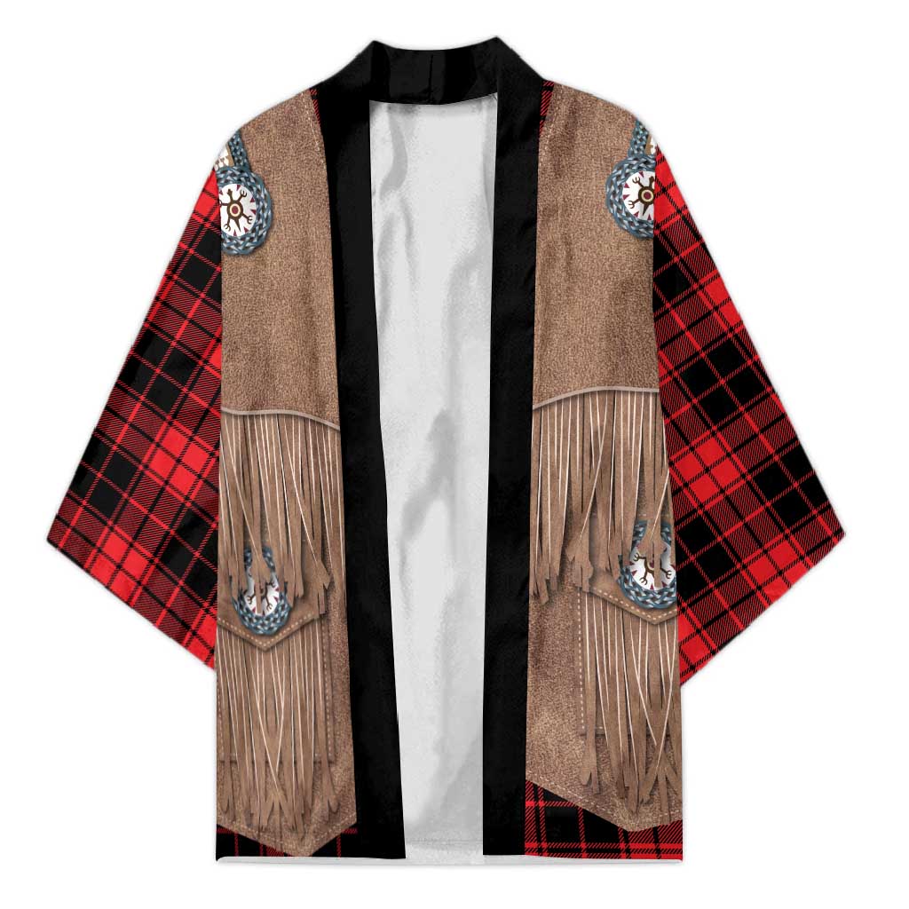 Retro Black Red Plaid Kimono Western Cowboy Vest Costume - Wonder Print Shop