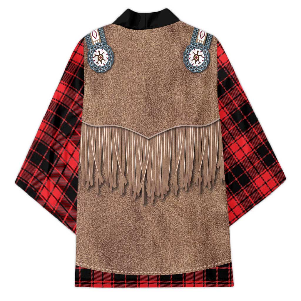 Retro Black Red Plaid Kimono Western Cowboy Vest Costume - Wonder Print Shop