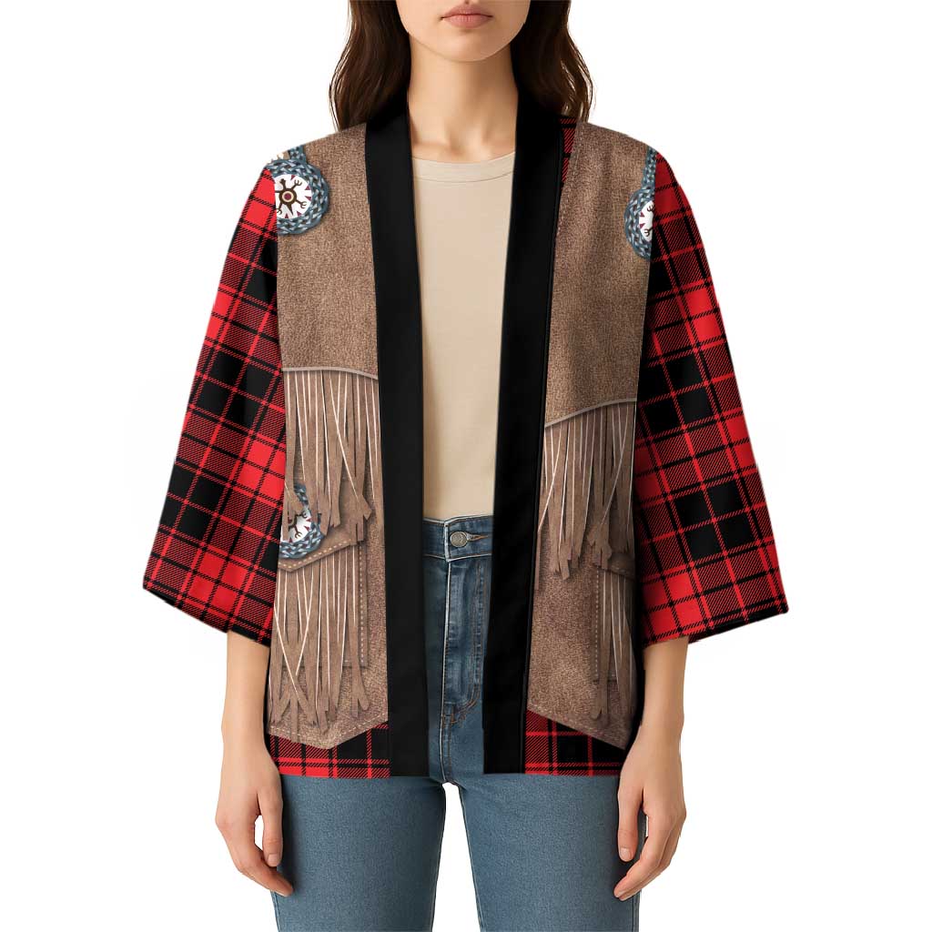 Retro Black Red Plaid Kimono Western Cowboy Vest Costume - Wonder Print Shop