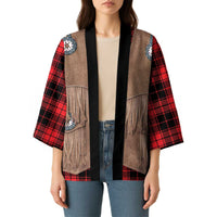 Retro Black Red Plaid Kimono Western Cowboy Vest Costume - Wonder Print Shop