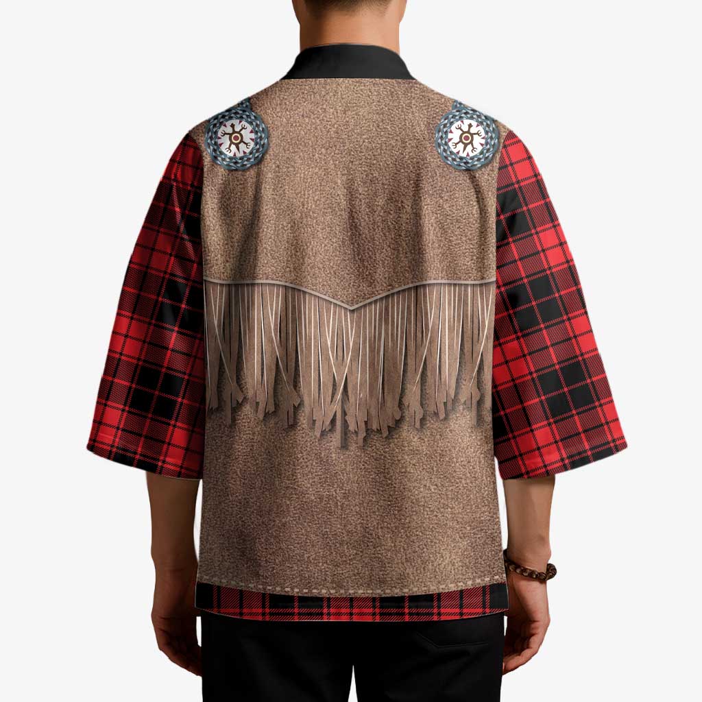 Retro Black Red Plaid Kimono Western Cowboy Vest Costume - Wonder Print Shop