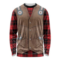 Retro Black Red Plaid Long Sleeve Shirt Western Cowboy Vest Costume - Wonder Print Shop