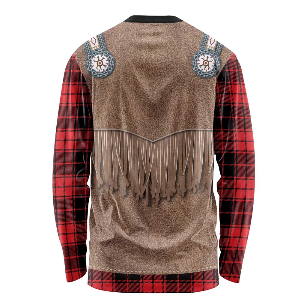 Retro Black Red Plaid Long Sleeve Shirt Western Cowboy Vest Costume - Wonder Print Shop