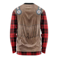 Retro Black Red Plaid Long Sleeve Shirt Western Cowboy Vest Costume - Wonder Print Shop