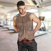 Retro Black Red Plaid Men Tank Top Western Cowboy Vest Costume - Wonder Print Shop