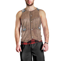 Retro Black Red Plaid Men Tank Top Western Cowboy Vest Costume - Wonder Print Shop