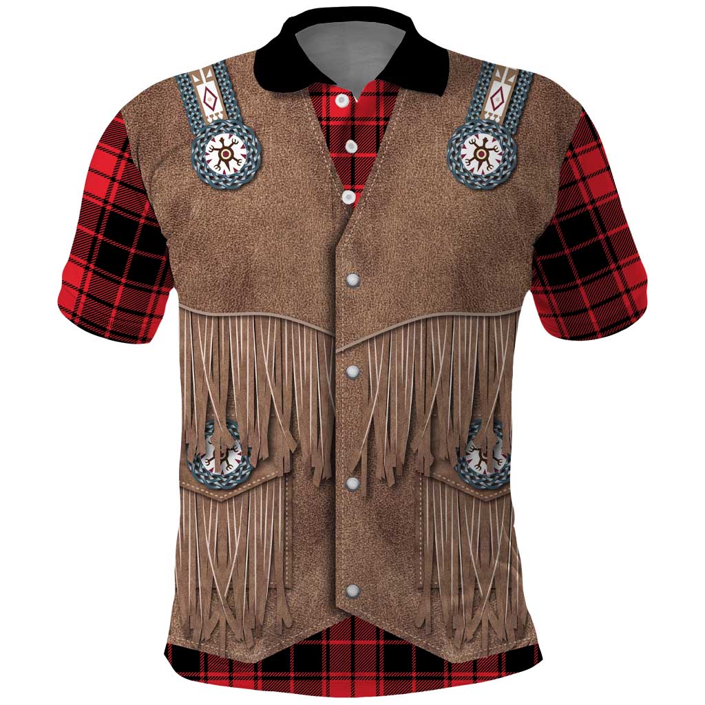 Retro Black Red Plaid Polo Shirt Western Cowboy Vest Costume - Wonder Print Shop
