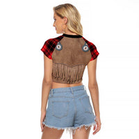 Retro Black Red Plaid Raglan Cropped T Shirt Western Cowboy Vest Costume - Wonder Print Shop