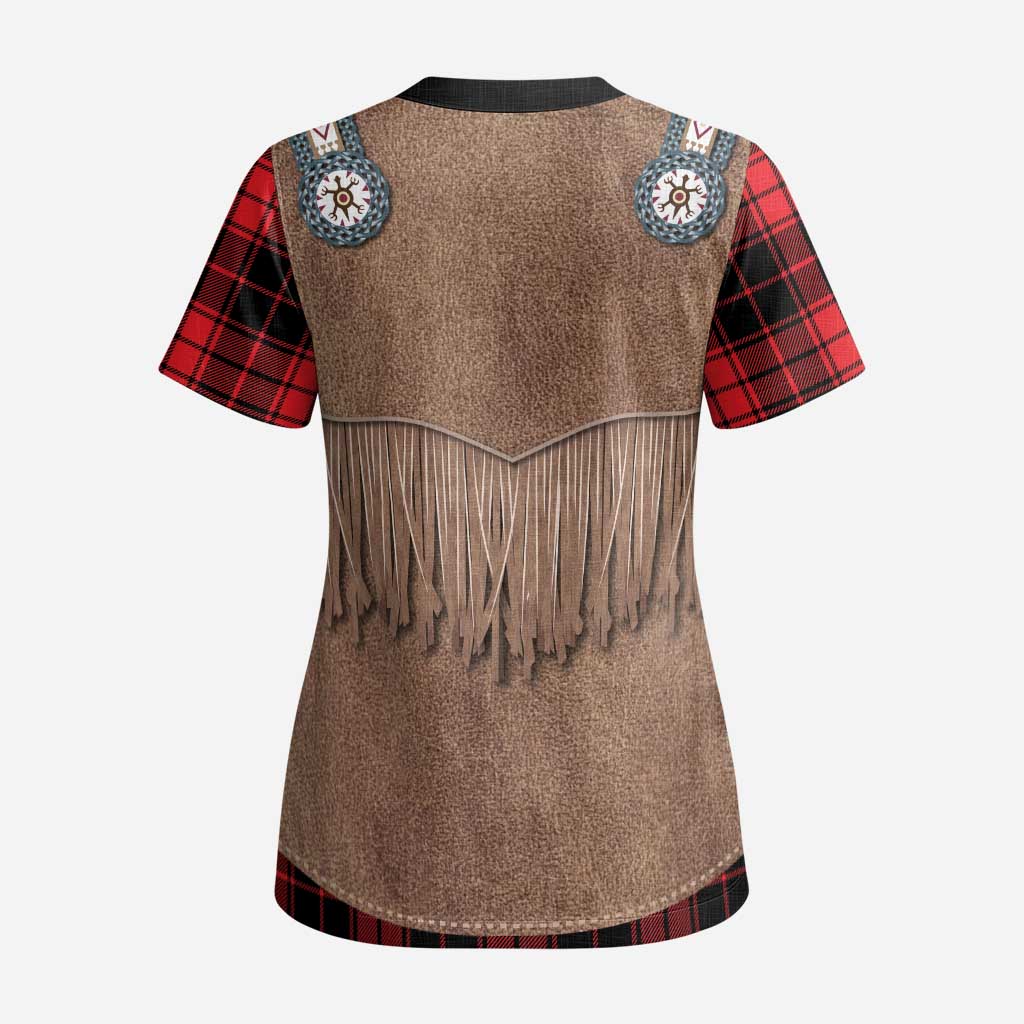 Retro Black Red Plaid Scrub Top Western Cowboy Vest Costume - Wonder Print Shop