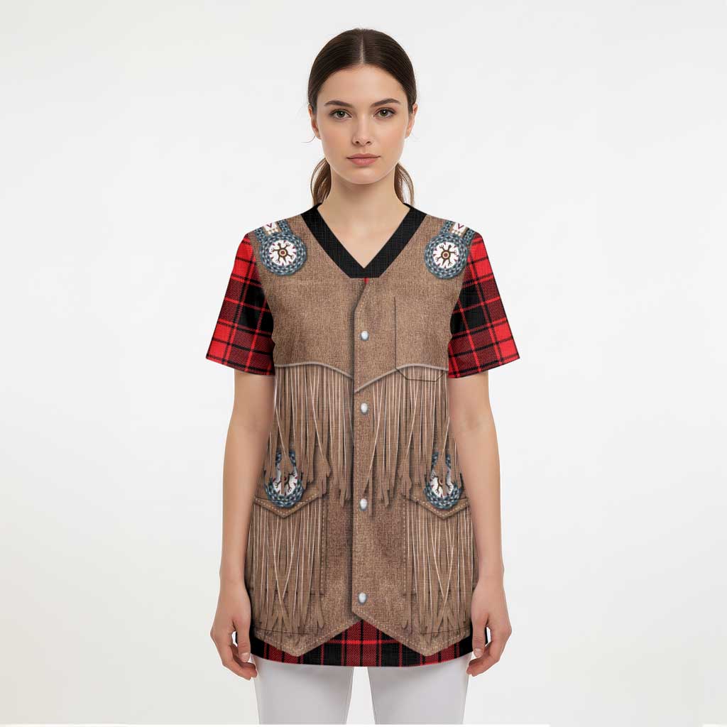 Retro Black Red Plaid Scrub Top Western Cowboy Vest Costume - Wonder Print Shop