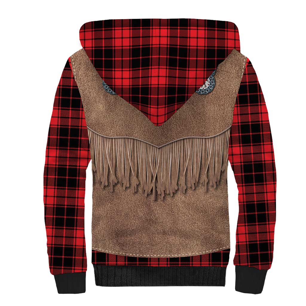 Retro Black Red Plaid Sherpa Hoodie Western Cowboy Vest Costume - Wonder Print Shop