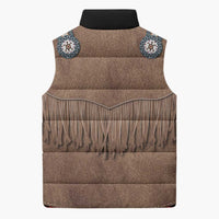 Retro Black Red Plaid Sleeveless Puffer Jacket Western Cowboy Vest Costume - Wonder Print Shop