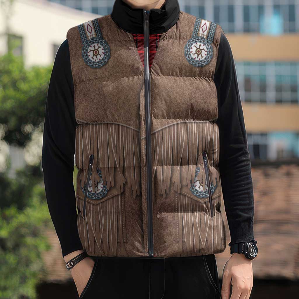 Retro Black Red Plaid Sleeveless Puffer Jacket Western Cowboy Vest Costume - Wonder Print Shop