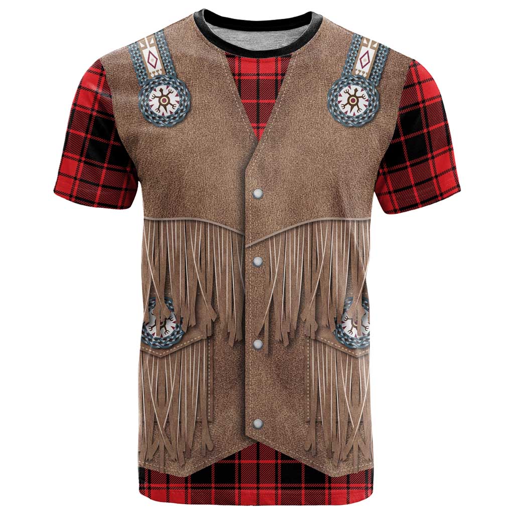Retro Black Red Plaid T Shirt Western Cowboy Vest Costume - Wonder Print Shop