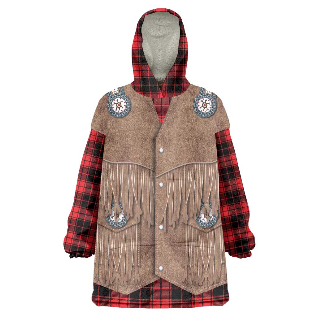 Retro Black Red Plaid Wearable Blanket Hoodie Western Cowboy Vest Costume - Wonder Print Shop
