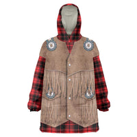 Retro Black Red Plaid Wearable Blanket Hoodie Western Cowboy Vest Costume - Wonder Print Shop