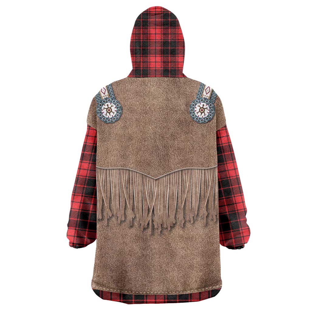 Retro Black Red Plaid Wearable Blanket Hoodie Western Cowboy Vest Costume - Wonder Print Shop