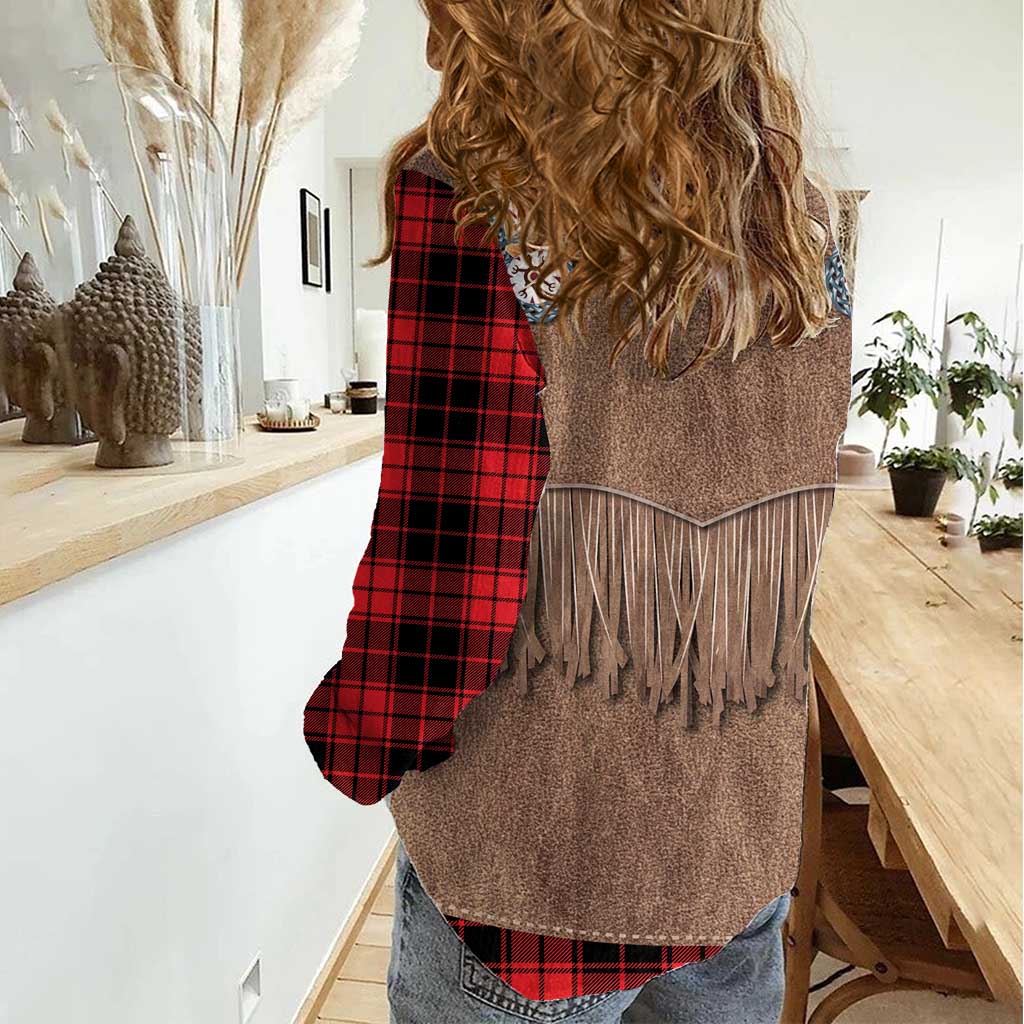 Retro Black Red Plaid Women Casual Shirt Western Cowboy Vest Costume - Wonder Print Shop