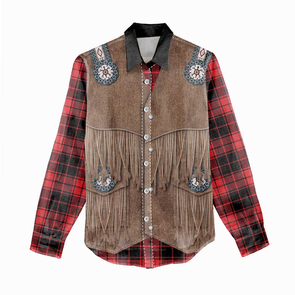 Retro Black Red Plaid Women Casual Shirt Western Cowboy Vest Costume - Wonder Print Shop