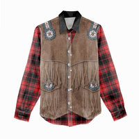 Retro Black Red Plaid Women Casual Shirt Western Cowboy Vest Costume - Wonder Print Shop