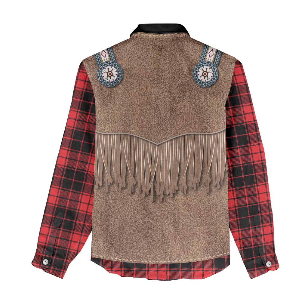 Retro Black Red Plaid Women Casual Shirt Western Cowboy Vest Costume - Wonder Print Shop