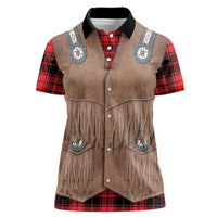 Retro Black Red Plaid Women Polo Shirt Western Cowboy Vest Costume - Wonder Print Shop