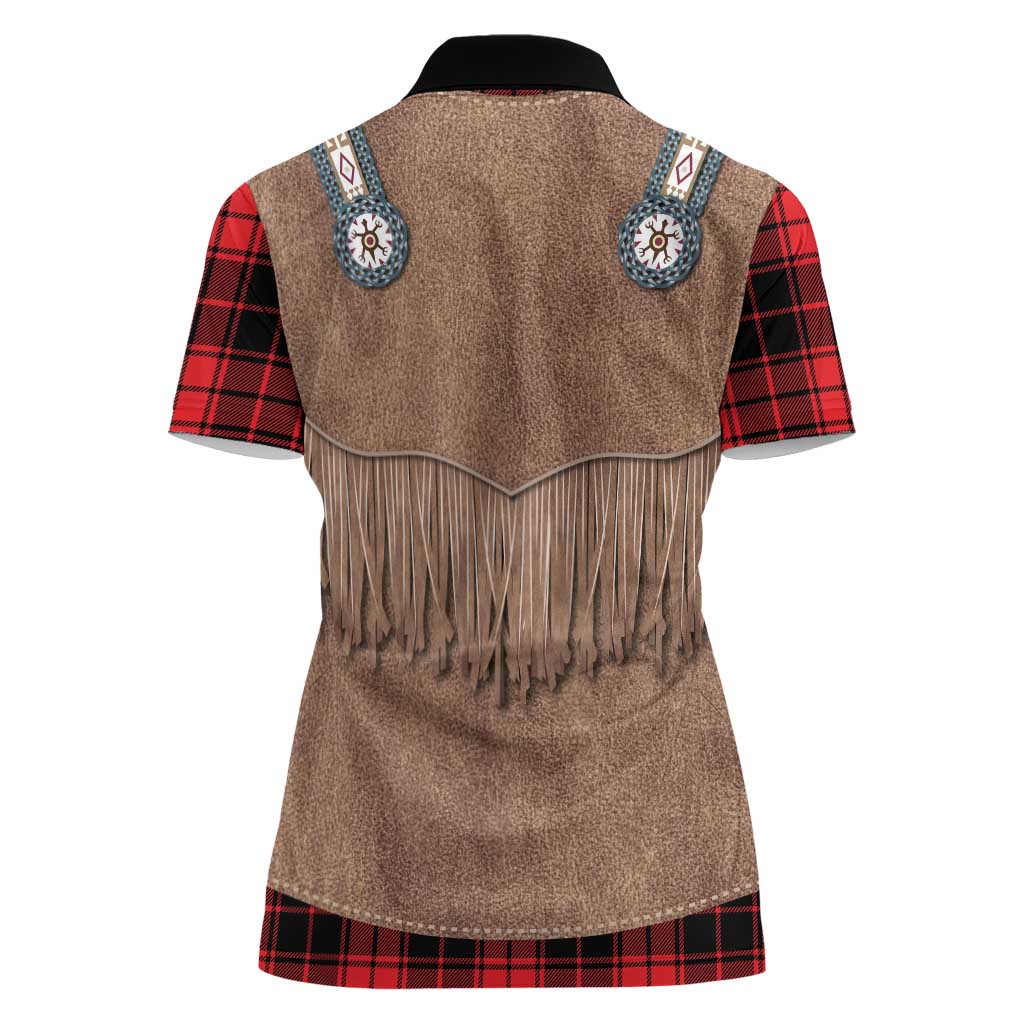 Retro Black Red Plaid Women Polo Shirt Western Cowboy Vest Costume - Wonder Print Shop
