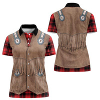 Retro Black Red Plaid Women Polo Shirt Western Cowboy Vest Costume - Wonder Print Shop