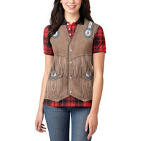 Retro Black Red Plaid Women Polo Shirt Western Cowboy Vest Costume - Wonder Print Shop