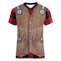 Retro Black Red Plaid Women V-Neck T-Shirt Western Cowboy Vest Costume - Wonder Print Shop