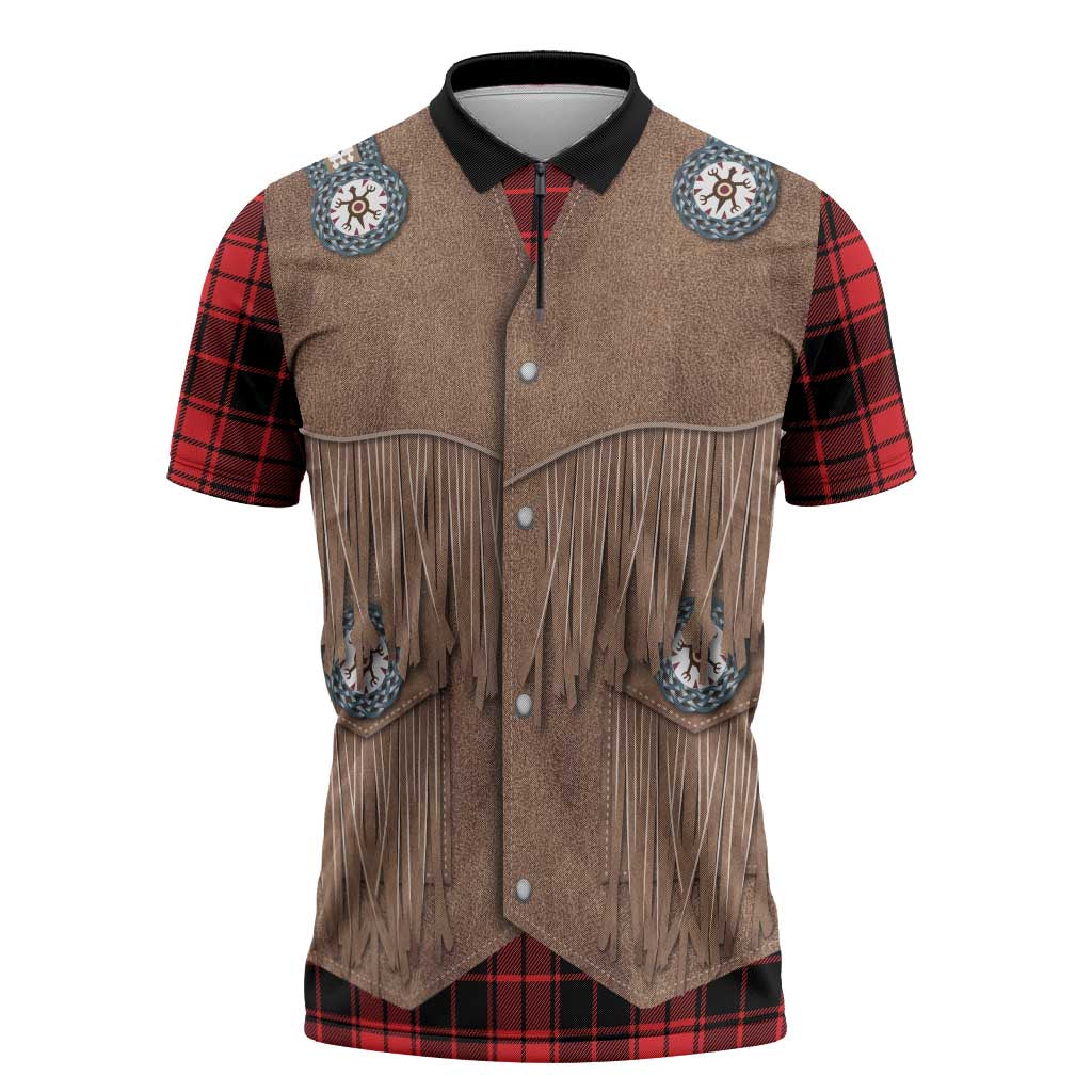 Retro Black Red Plaid Zipper Polo Shirt Western Cowboy Vest Costume - Wonder Print Shop
