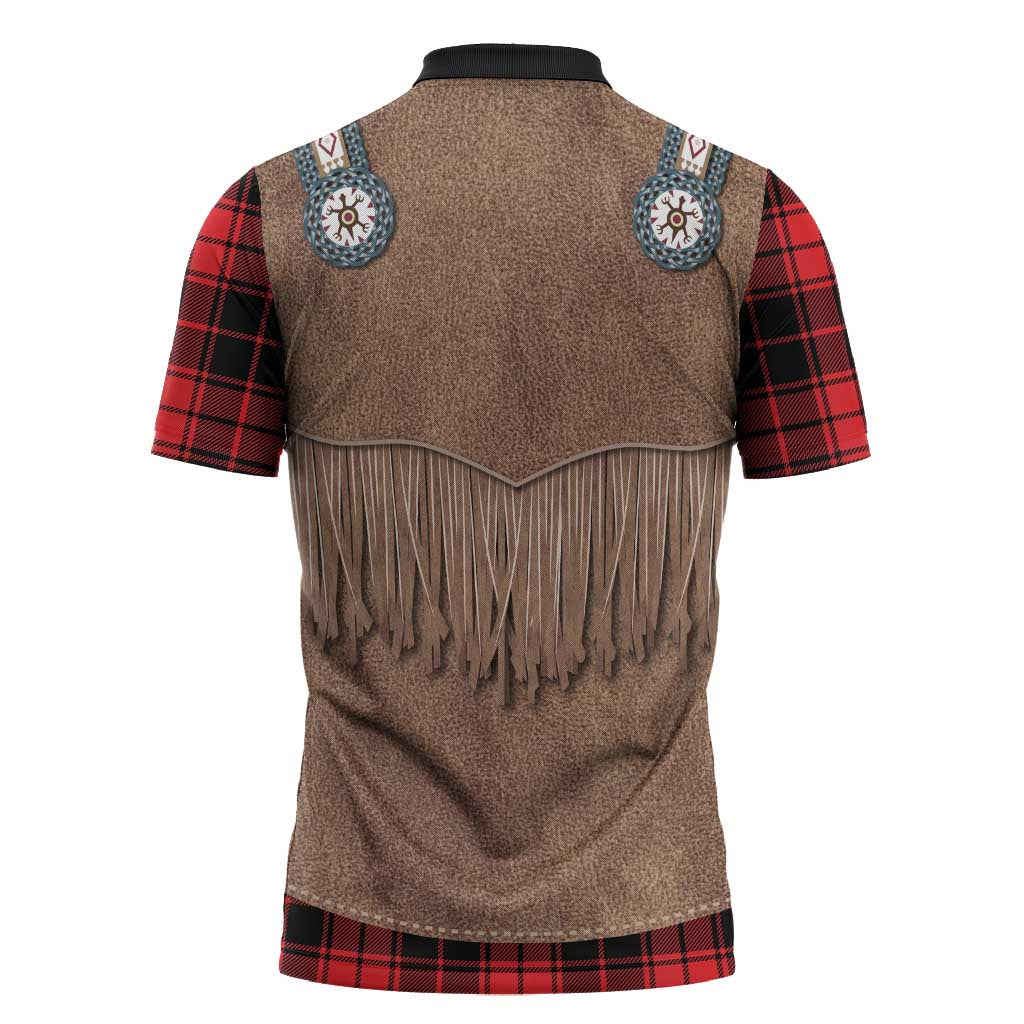 Retro Black Red Plaid Zipper Polo Shirt Western Cowboy Vest Costume - Wonder Print Shop