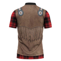Retro Black Red Plaid Zipper Polo Shirt Western Cowboy Vest Costume - Wonder Print Shop