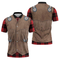 Retro Black Red Plaid Zipper Polo Shirt Western Cowboy Vest Costume - Wonder Print Shop