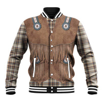 Retro Brown Beige Plaid Baseball Jacket Western Cowboy Vest Costume - Wonder Print Shop