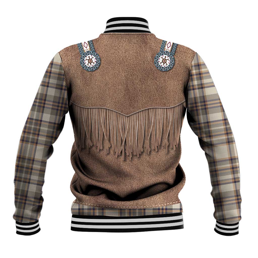 Retro Brown Beige Plaid Baseball Jacket Western Cowboy Vest Costume - Wonder Print Shop