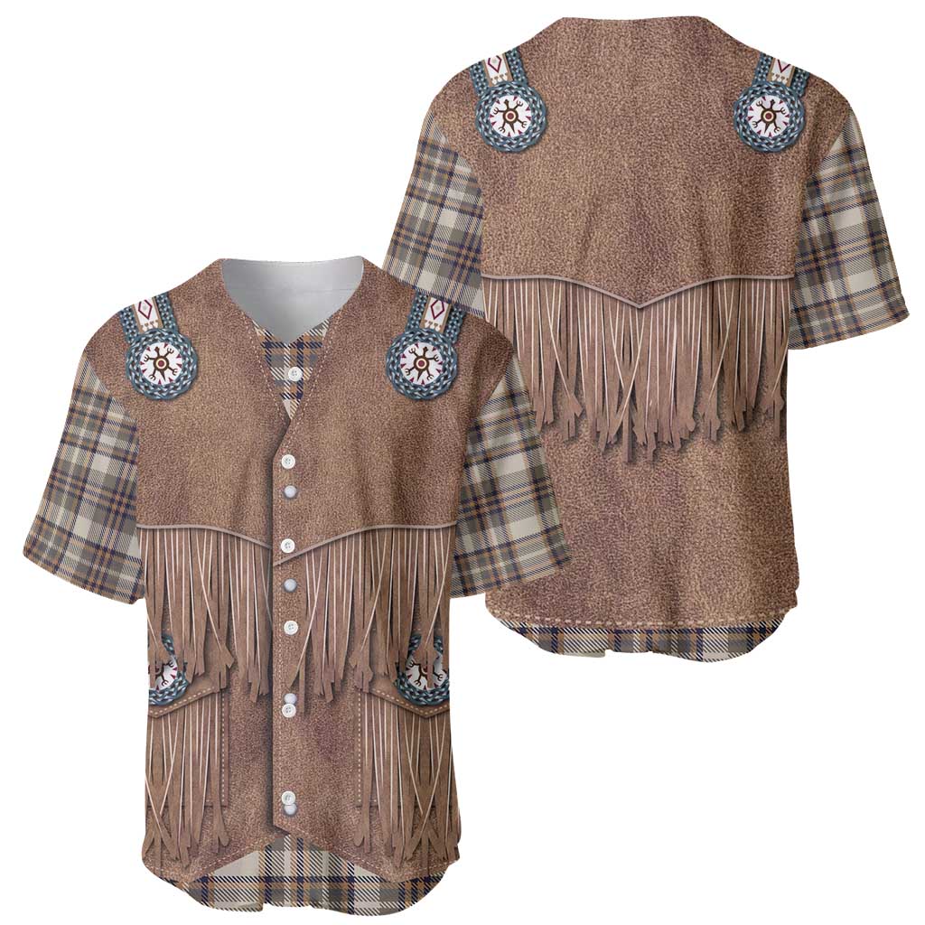 Retro Brown Beige Plaid Baseball Jersey Western Cowboy Vest Costume - Wonder Print Shop
