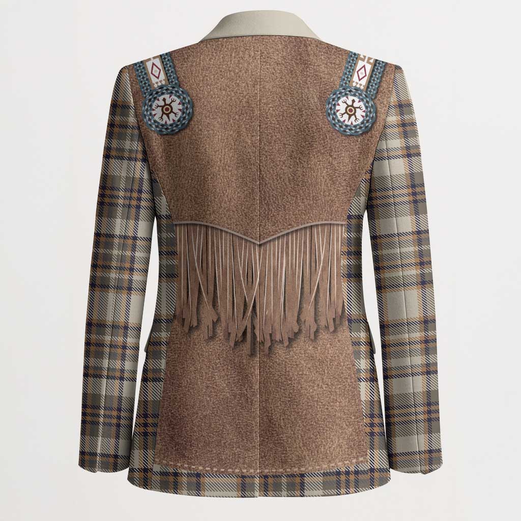 Retro Brown Beige Plaid Blazer Western Cowboy Vest Costume - Wonder Print Shop