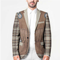 Retro Brown Beige Plaid Blazer Western Cowboy Vest Costume - Wonder Print Shop