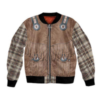 Retro Brown Beige Plaid Bomber Jacket Western Cowboy Vest Costume - Wonder Print Shop