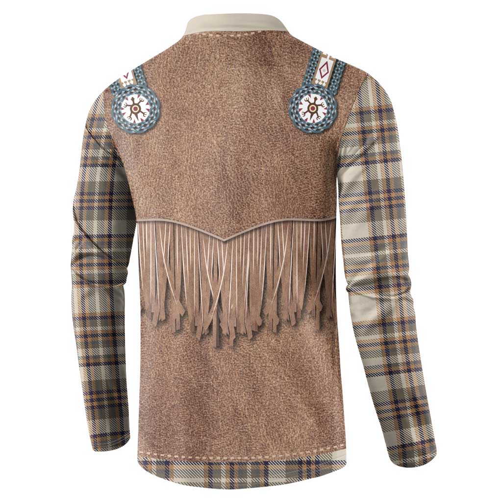Retro Brown Beige Plaid Button Sweatshirt Western Cowboy Vest Costume - Wonder Print Shop