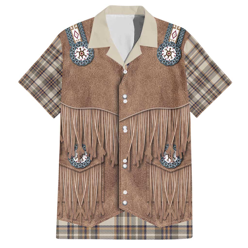 Retro Brown Beige Plaid Hawaiian Shirt Western Cowboy Vest Costume - Wonder Print Shop