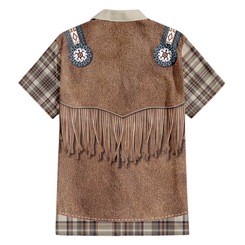 Retro Brown Beige Plaid Hawaiian Shirt Western Cowboy Vest Costume - Wonder Print Shop