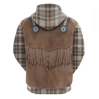 Retro Brown Beige Plaid Hoodie Western Cowboy Vest Costume - Wonder Print Shop