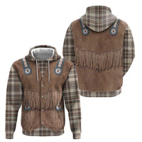 Retro Brown Beige Plaid Hoodie Western Cowboy Vest Costume - Wonder Print Shop