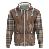 Retro Brown Beige Plaid Hoodie Western Cowboy Vest Costume - Wonder Print Shop