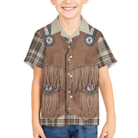 Retro Brown Beige Plaid Kid Hawaiian Shirt Western Cowboy Vest Costume - Wonder Print Shop